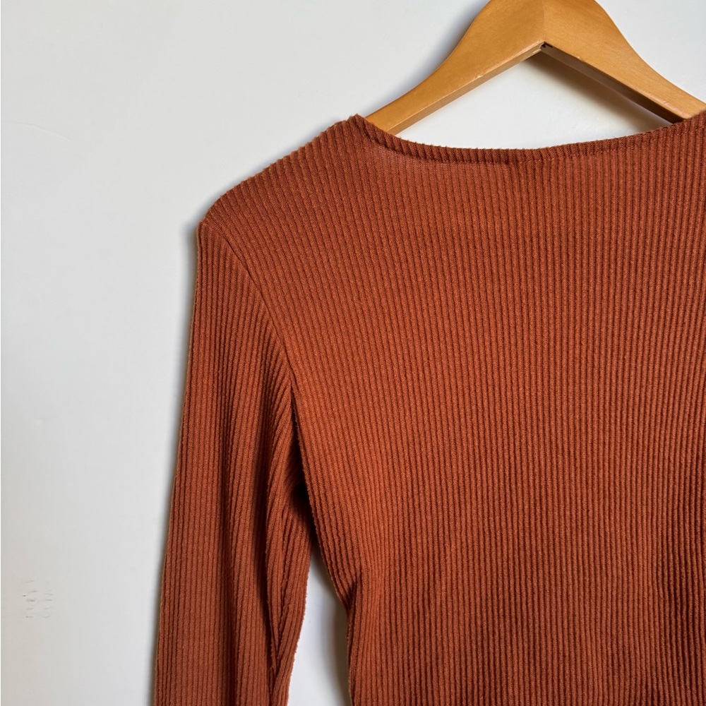 Rust Ribbed Long Sleeve Top - Picture 9 of 14